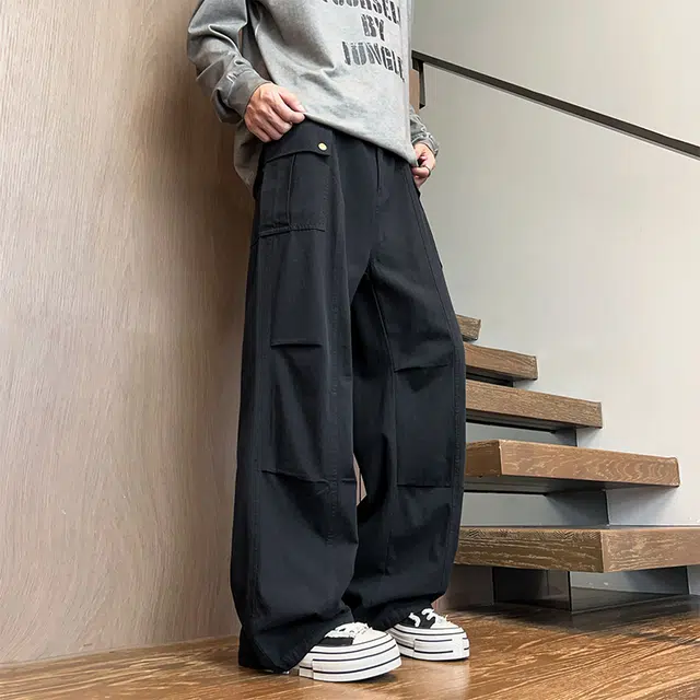 棉基因 纯色纯棉美式高街复古简约宽松直筒垂感舒适时尚潮流百搭工装牛仔裤 男女同款