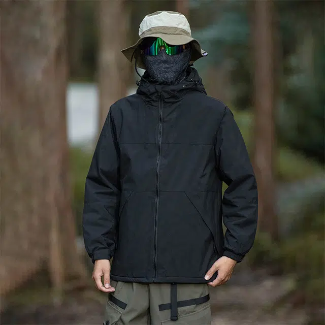 棉基因 山系户外 高街复古工装教练飞行服防风防水宽松简约拼色落肩拼接撞色舒适休闲百搭保暖连帽夹克 男女同款