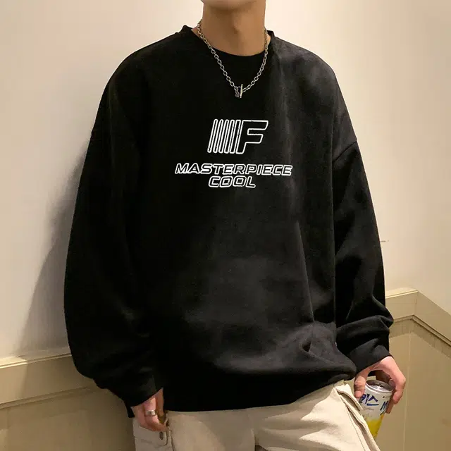 棉基因 美式高街字母印花麂皮绒圆领宽松简约休闲百搭卫衣 男女同款 五色可选