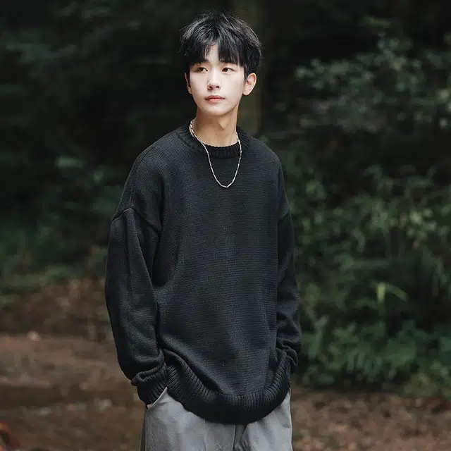 棉基因 美式学院风高级感针织纹理纯色简约长袖立领拉链套头上衣保暖宽松休闲毛衣 男女同款