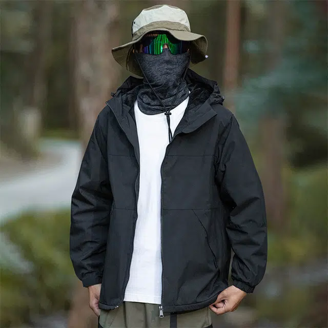 棉基因 山系户外 高街复古工装教练飞行服防风防水宽松简约拼色落肩拼接撞色舒适休闲百搭保暖连帽夹克 男女同款