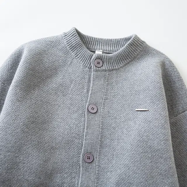 棉基因 老钱风肌理感结构设计款纯色百搭日常通勤学院风开衫舒适休闲针织毛衣 男女同款