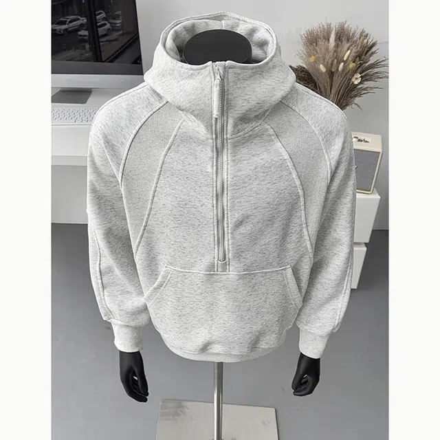 臣目 潮牌美式高街重磅连帽纯色舒适长袖卫衣 男款