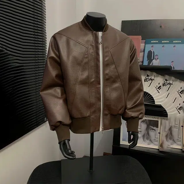 臣目 秋季痞帅棒球领短款皮衣外套美式机车骑行服飞行夹克 男女同款