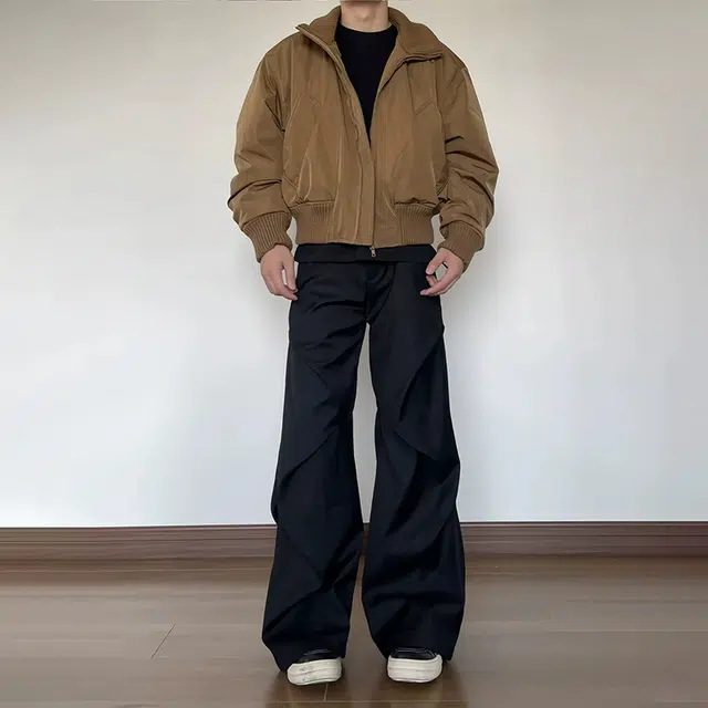 臣目 褶皱阔腿西裤美式垂感痞帅高级感裤子宽松直筒微喇裤西装裤 男女同款