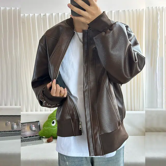 臣目 美式复古皮衣解构高级感痞帅机车服短款飞行员夹克外套 男女同款