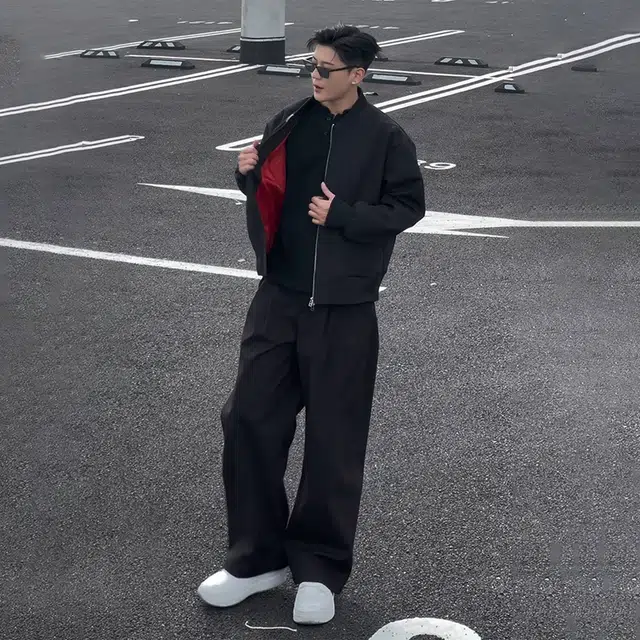 臣目 秋季解构设计感短款外套立领工装棒球服美式红内哈灵顿飞行夹克 男女同款