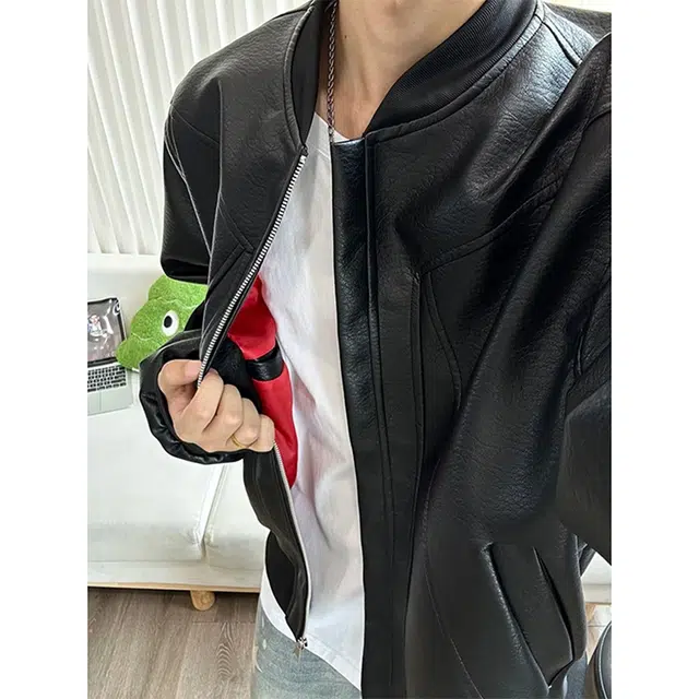 臣目 美式复古皮衣解构高级感痞帅机车服短款飞行员夹克外套 男女同款
