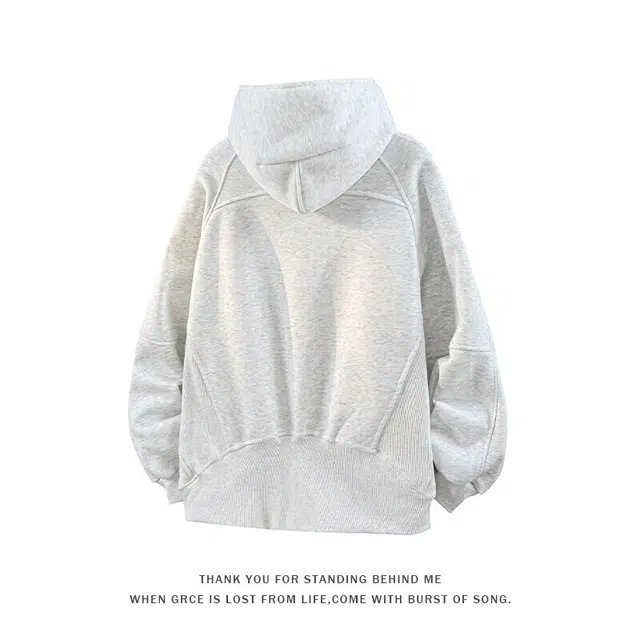 臣目 潮牌美式高街重磅连帽纯色舒适长袖卫衣 男款