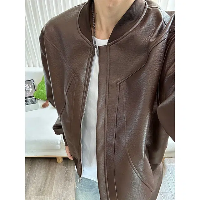 臣目 美式复古皮衣解构高级感痞帅机车服短款飞行员夹克外套 男女同款