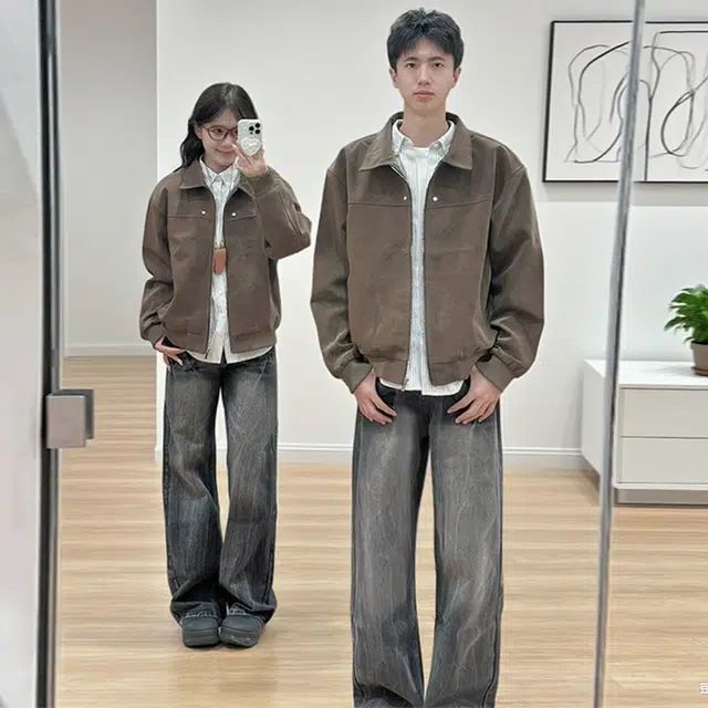 臣目 美式复古舒适百搭夹克外套 男女同款