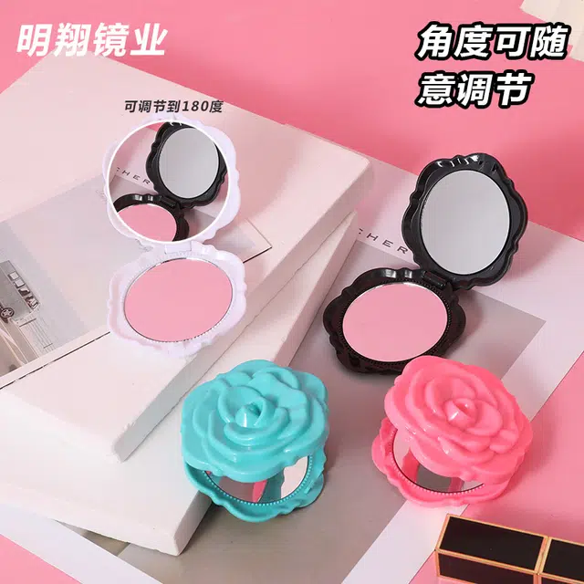 舒小奢创意折叠翻盖玫瑰花便携随身双面化妆镜女生爆款小镜子便携式便捷便利携带方便轻巧轻便