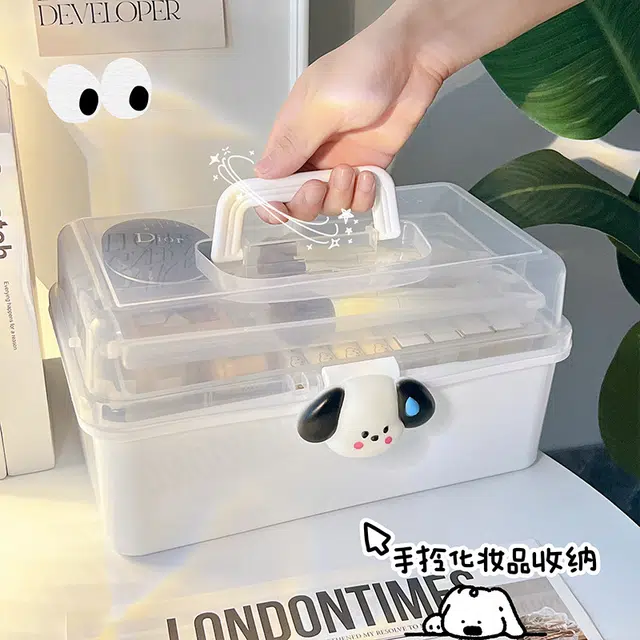 舒小奢美术生工具箱化妆箱化妆品收纳盒外出便携式随身美甲箱工具盒桌面便捷便利整洁携带方便 防尘