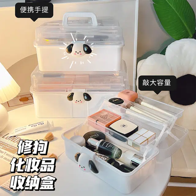 舒小奢美术生工具箱化妆箱化妆品收纳盒外出便携式随身美甲箱工具盒桌面便捷便利整洁携带方便 防尘