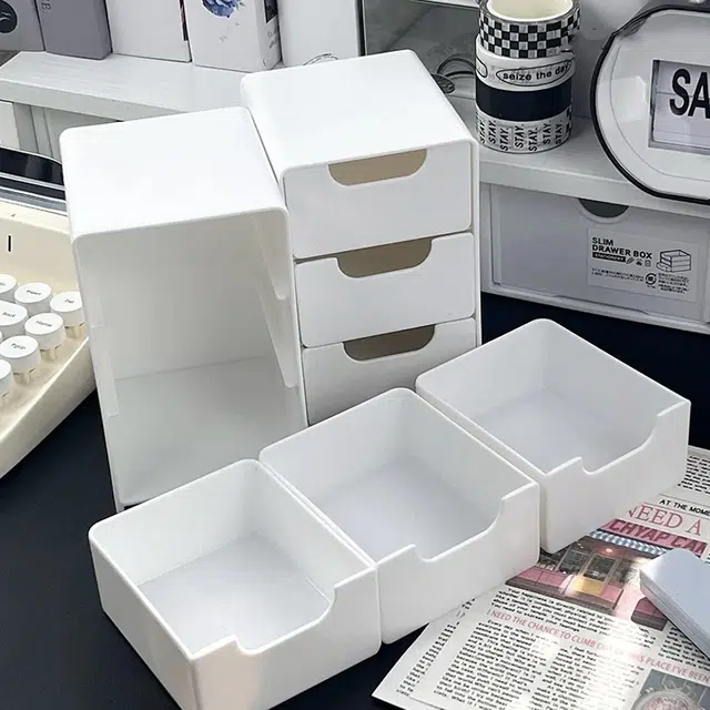 舒小奢收纳盒迷你桌面小型化妆品家具整理办公神器储物盒首饰口红抽屉式实用