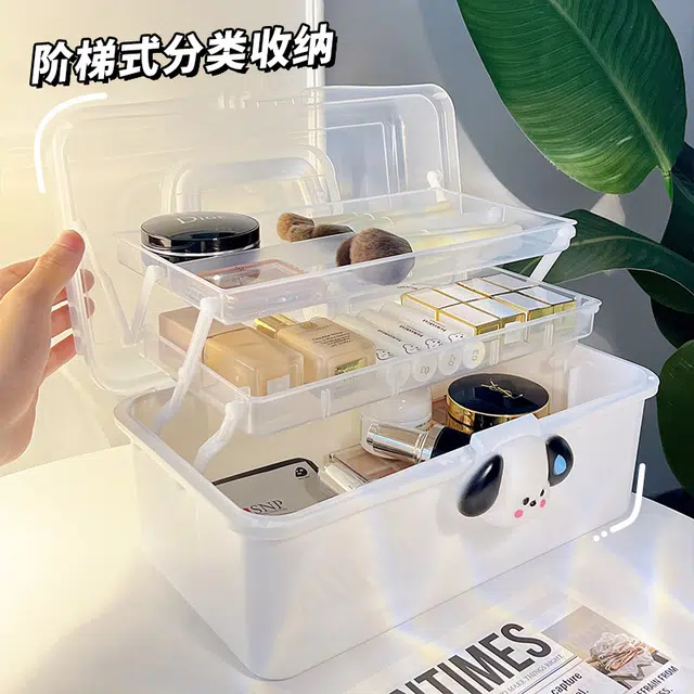 舒小奢美术生工具箱化妆箱化妆品收纳盒外出便携式随身美甲箱工具盒桌面便捷便利整洁携带方便 防尘