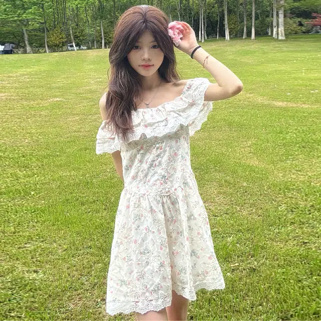 珠蒂美 法式碎花女修身显瘦清纯掐腰裙无袖连衣裙 女款