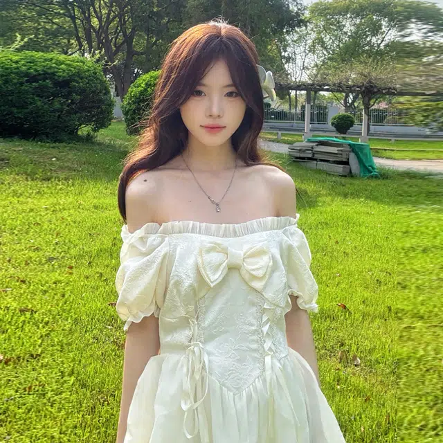 珠蒂美 甜美公主风蝴蝶结短款短袖连衣裙 女款 杏色