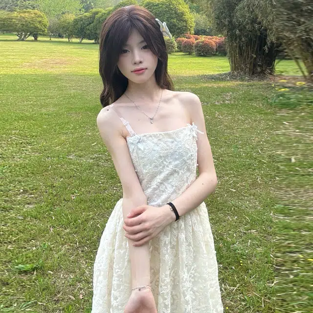 珠蒂美 法式高级感蕾丝女夏日绝收腰生日公主蓬蓬裙子无袖连衣裙 女款