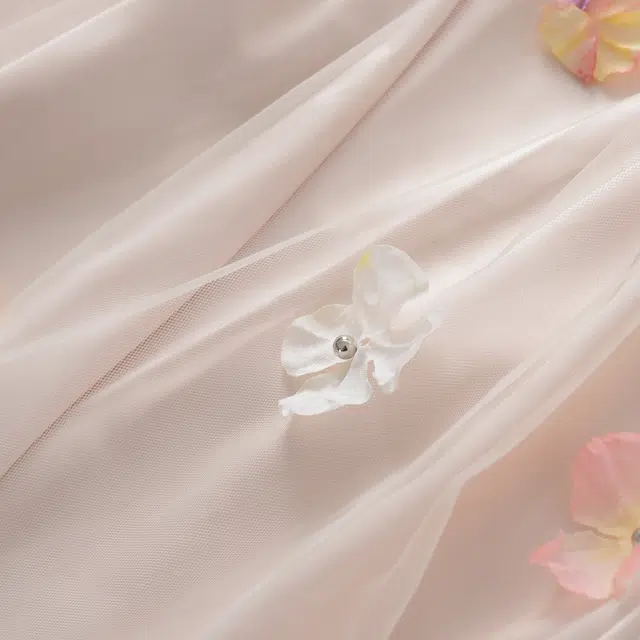 珠蒂美 甜辣穿搭法式挂脖长裙立体花朵显瘦公主吊带连衣裙 女款