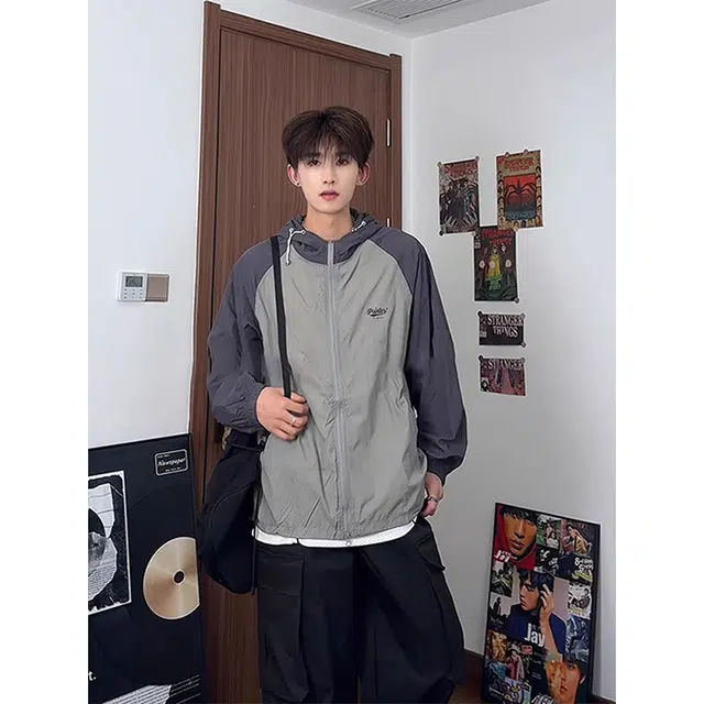 单爵 美式连帽拼接外套轻薄户外衣防紫外线防晒服 男女同款
