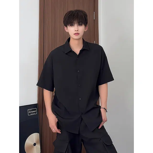 单爵 夏季冰丝垂坠感美式防晒短袖衬衫 男女同款