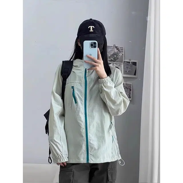 单爵 美式速干冰丝凉感夏季薄款户外拼接休闲外套防晒服 男女同款