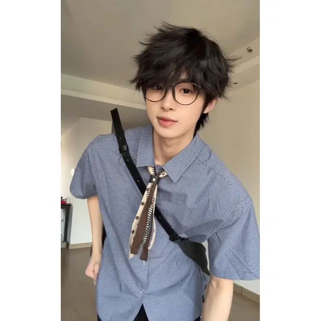 单爵 格子时尚简约百搭短袖衬衫 男女同款