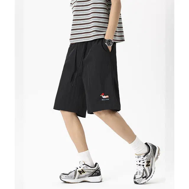 单爵 美式腊肠狗刺绣潮牌五分休闲短裤 男女同款