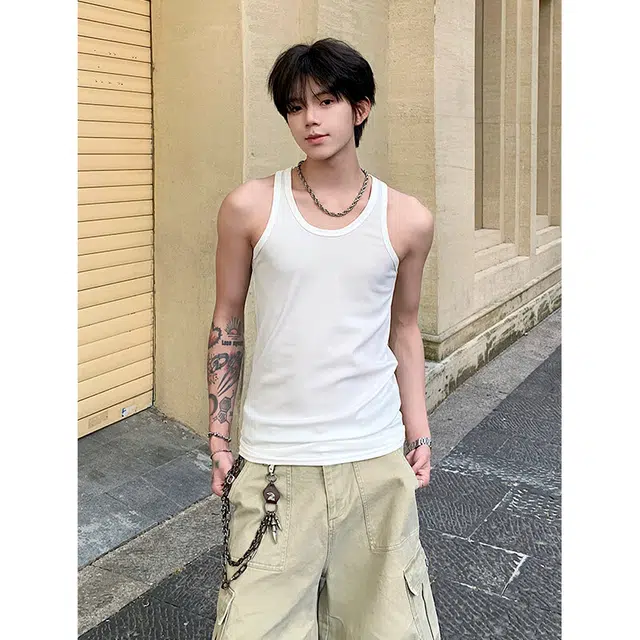 单爵 坎肩美式弹力健身粗螺纹修身背心 男女同款