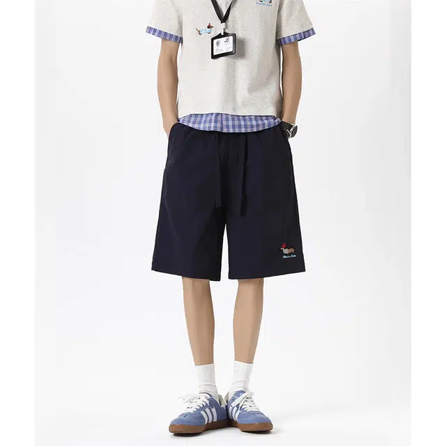 单爵 美式腊肠狗刺绣潮牌五分休闲短裤 男女同款