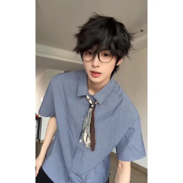 单爵 格子时尚简约百搭短袖衬衫 男女同款