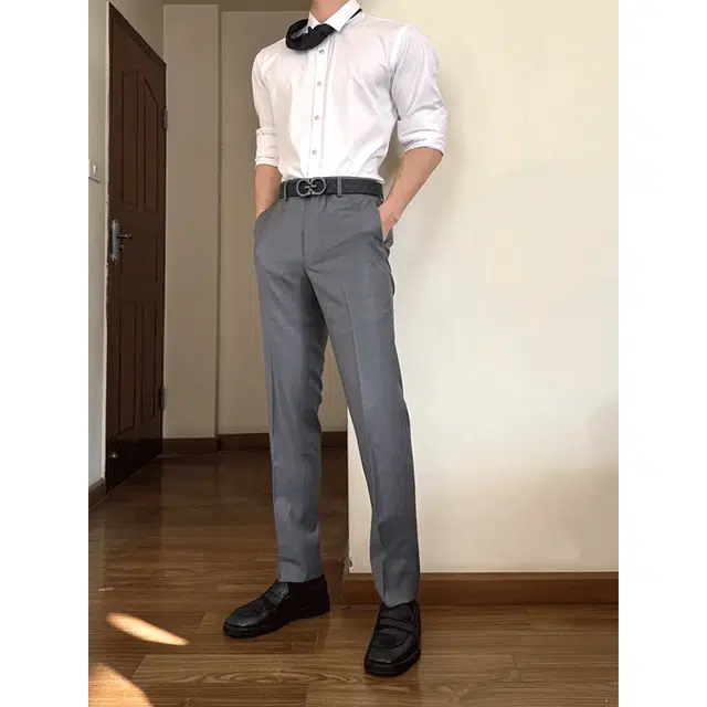 单爵 韩版修身高级感内搭衬衣简约翻领上衣长袖衬衫 男女同款