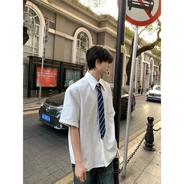 单爵 薄款防晒舒适百搭休闲纯色短袖衬衫 男女同款