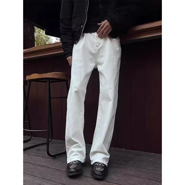 单爵 微喇薄款高街修身牛仔裤 男女同款