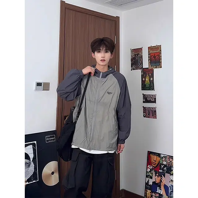 单爵 美式连帽拼接外套轻薄户外衣防紫外线防晒服 男女同款