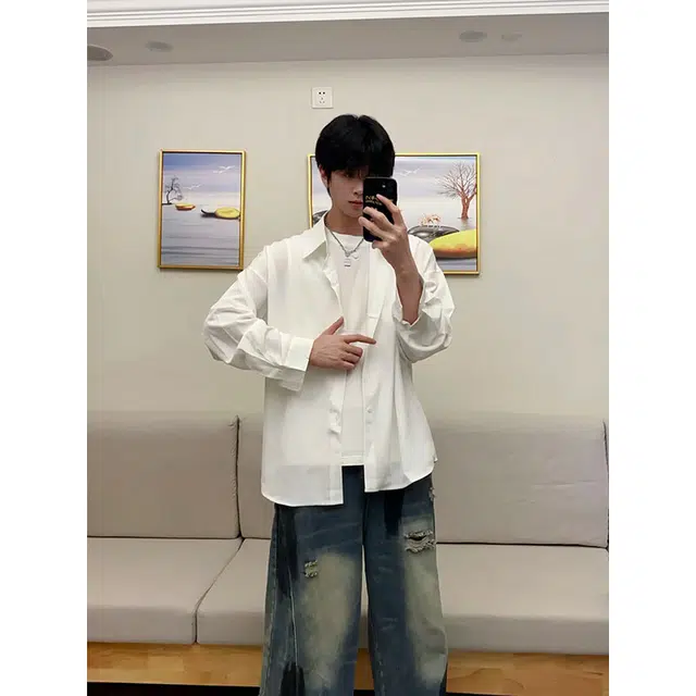 单爵 冰丝短袖衬衫男夏季高级感痞帅透气衬衣外套 男女同款