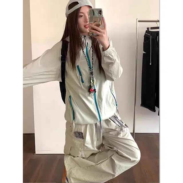 单爵 美式速干冰丝凉感夏季薄款户外拼接休闲外套防晒服 男女同款