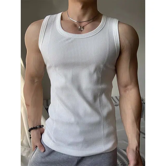 单爵 粗螺纹坎肩修身显肌肉美式健身运动汗衫无袖背心 男女同款