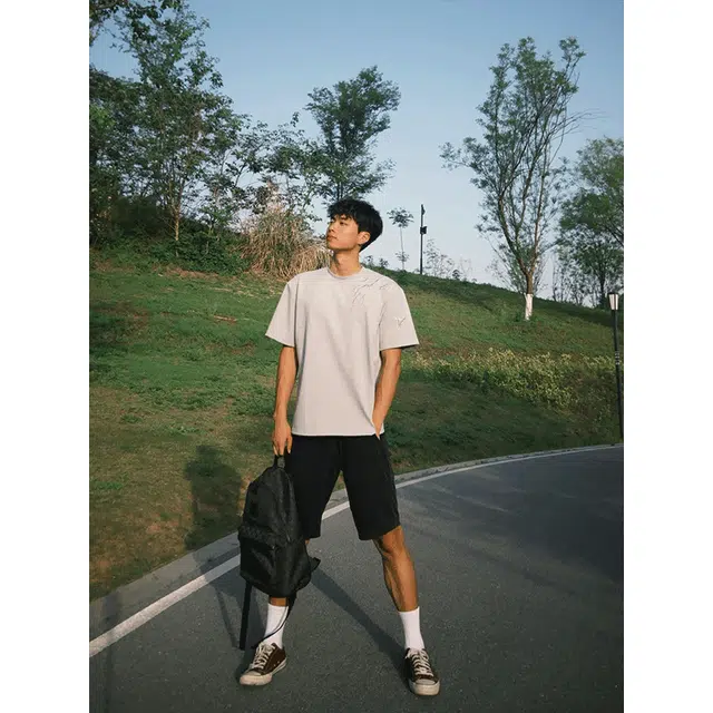 单爵 冰丝运动薄款美式直筒五分裤休闲短裤 男女同款