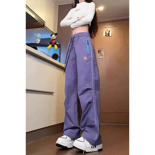 单爵 美式褶皱伞兵裤薄款运动速干休闲裤 男女同款