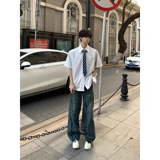 单爵 薄款防晒舒适百搭休闲纯色短袖衬衫 男女同款