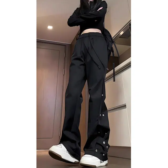 单爵 薄款美式高街百搭潮流微喇工装休闲裤 男女同款