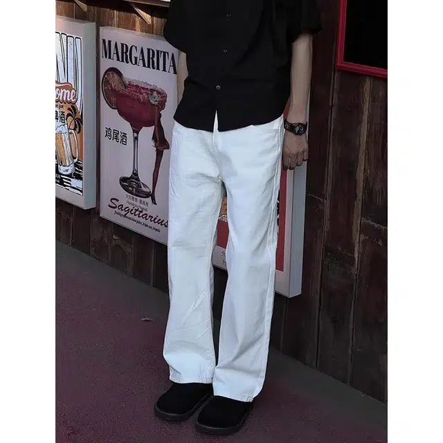 单爵 微喇薄款高街修身牛仔裤 男女同款