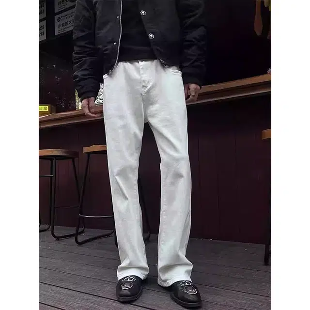 单爵 微喇薄款高街修身牛仔裤 男女同款