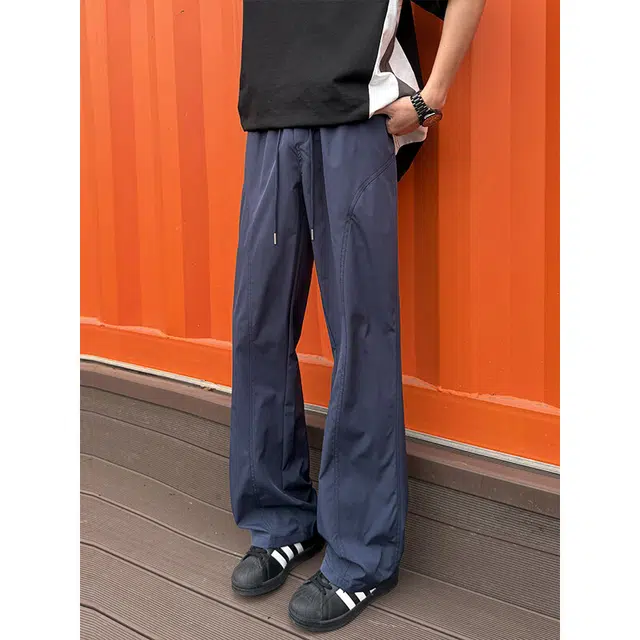 单爵 微喇速干裤子夏季薄款机能软壳裤防水美式斜切休闲裤 男女同款