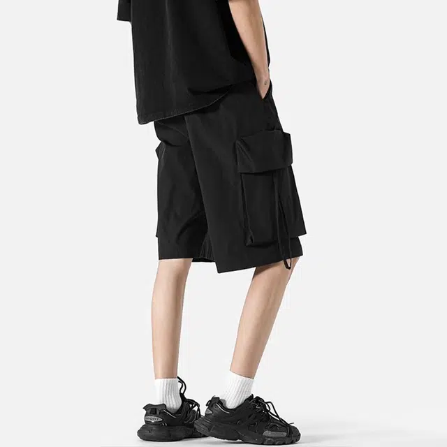 单爵 过膝夏季薄款休闲宽松运动五分工装短裤 男女同款