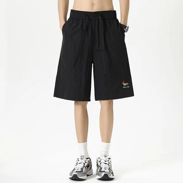 单爵 美式腊肠狗刺绣夏季休闲短裤 男女同款