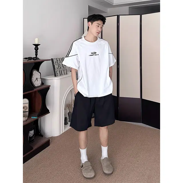 单爵 冰丝速干薄款直筒裤子美式运动五分裤夏季休闲短裤 男女同款