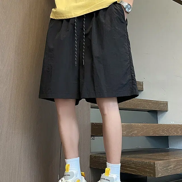 单爵 冰丝垂感薄款高级感裤子经典百搭潮流直筒裤夏季休闲短裤 男女同款